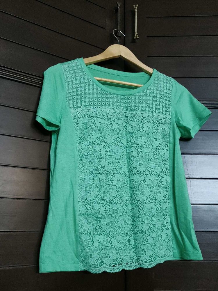 Mint Green Lace T-Shirt