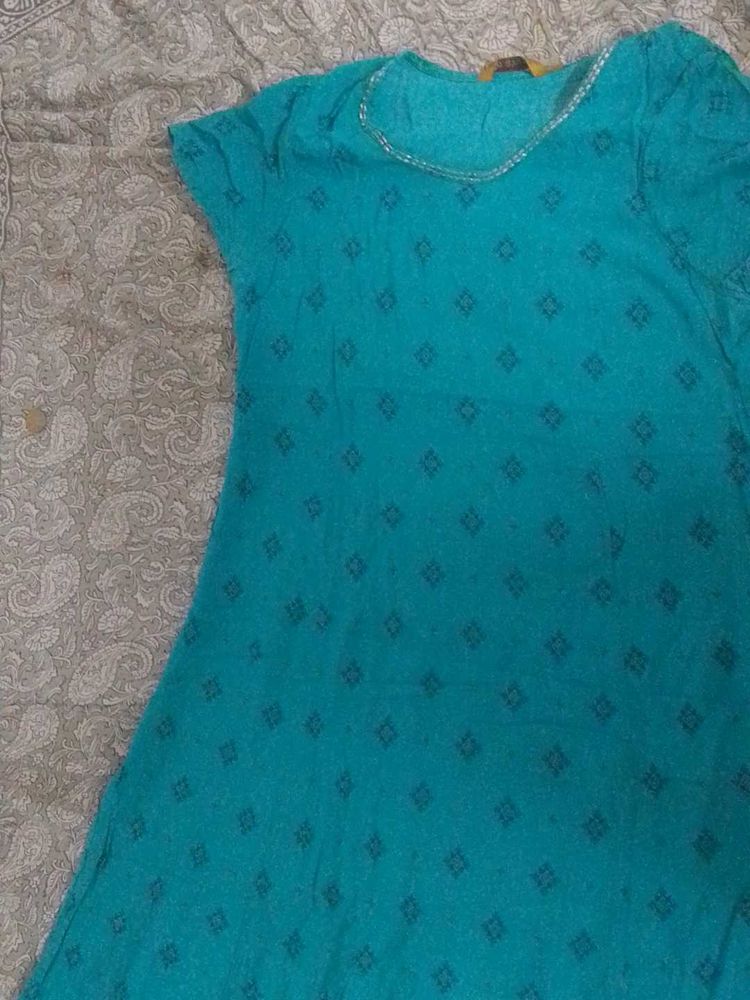 Teal Printed Tunic Top