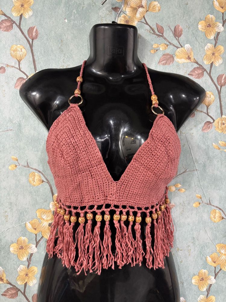 Crochet Fringe Halter Top