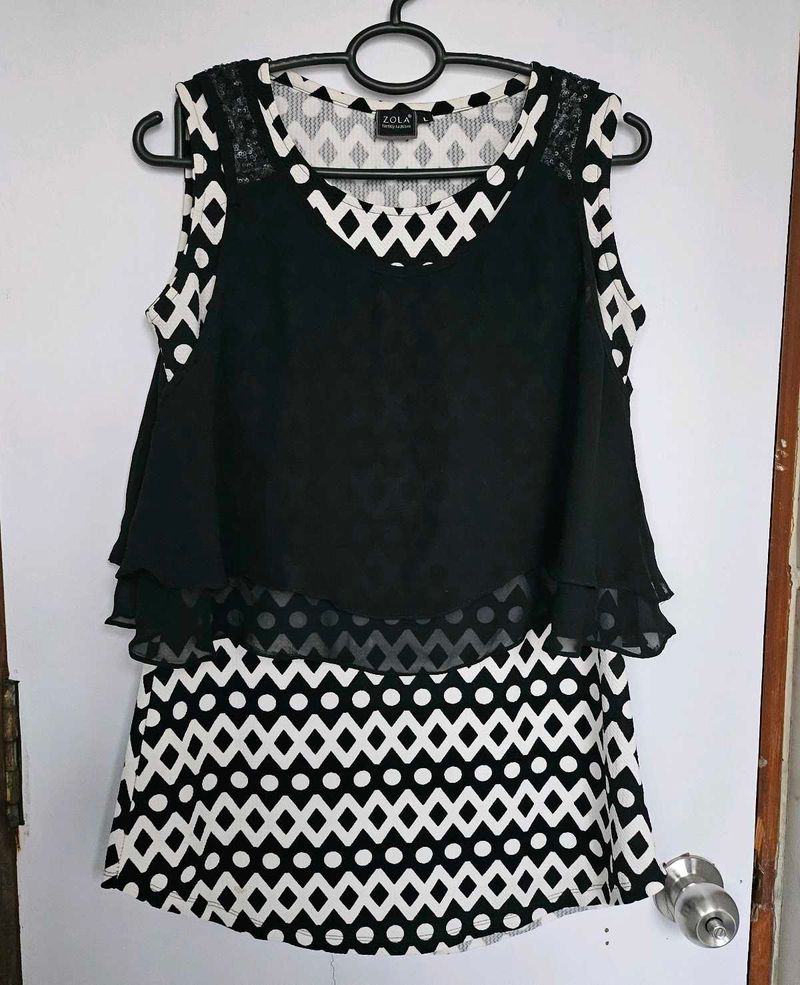 Black &amp; White Layered Tank Top