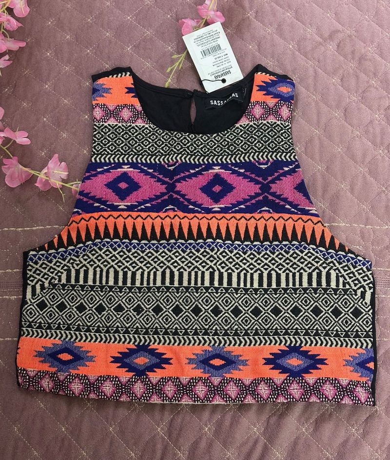 Aztec Print Crop Top, Brand New
