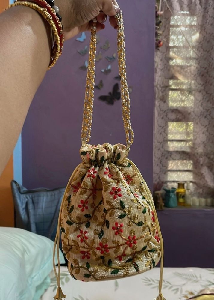 Floral Embroidered Potli Bag
