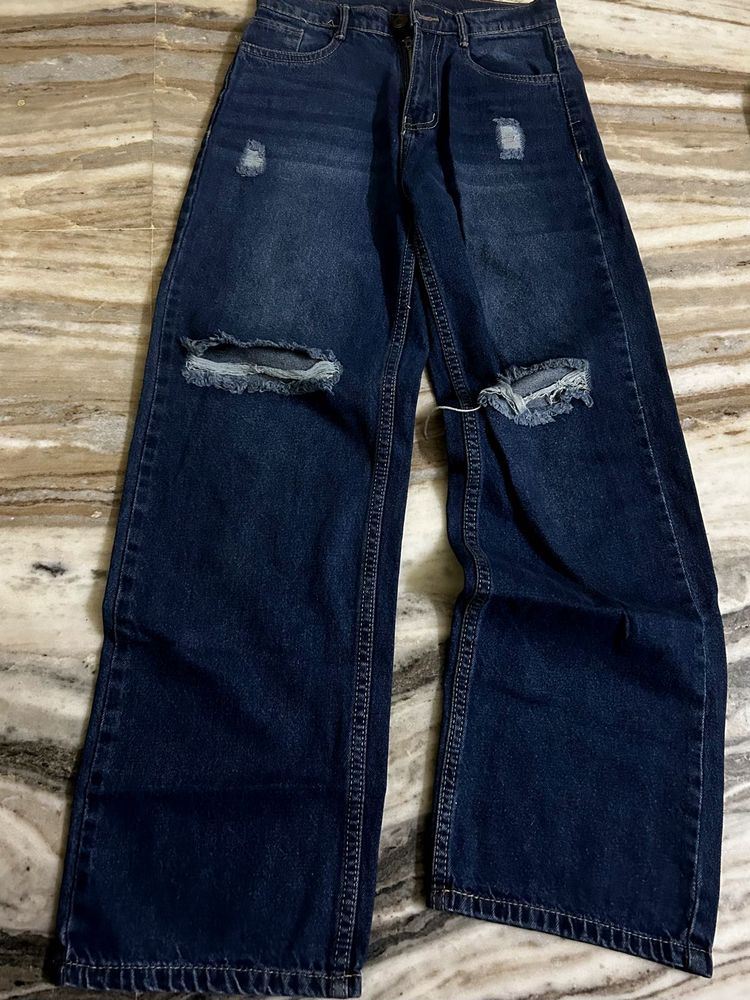 Ripped Wide Leg Jeans