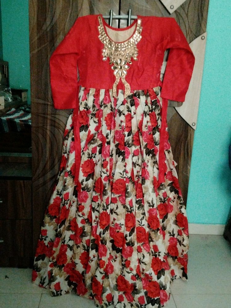 Red And Creme Gown