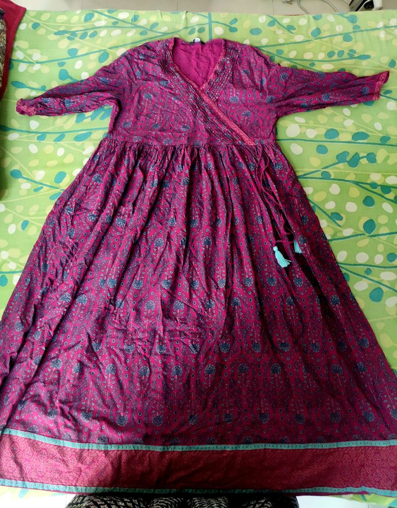 Cross Neck Anarkali Kurta
