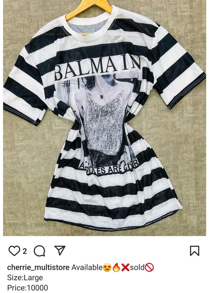 Balmain Striped Mesh Tee