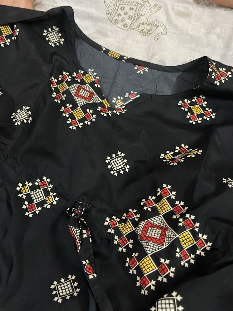 Embroidered Black Kurta kaftan