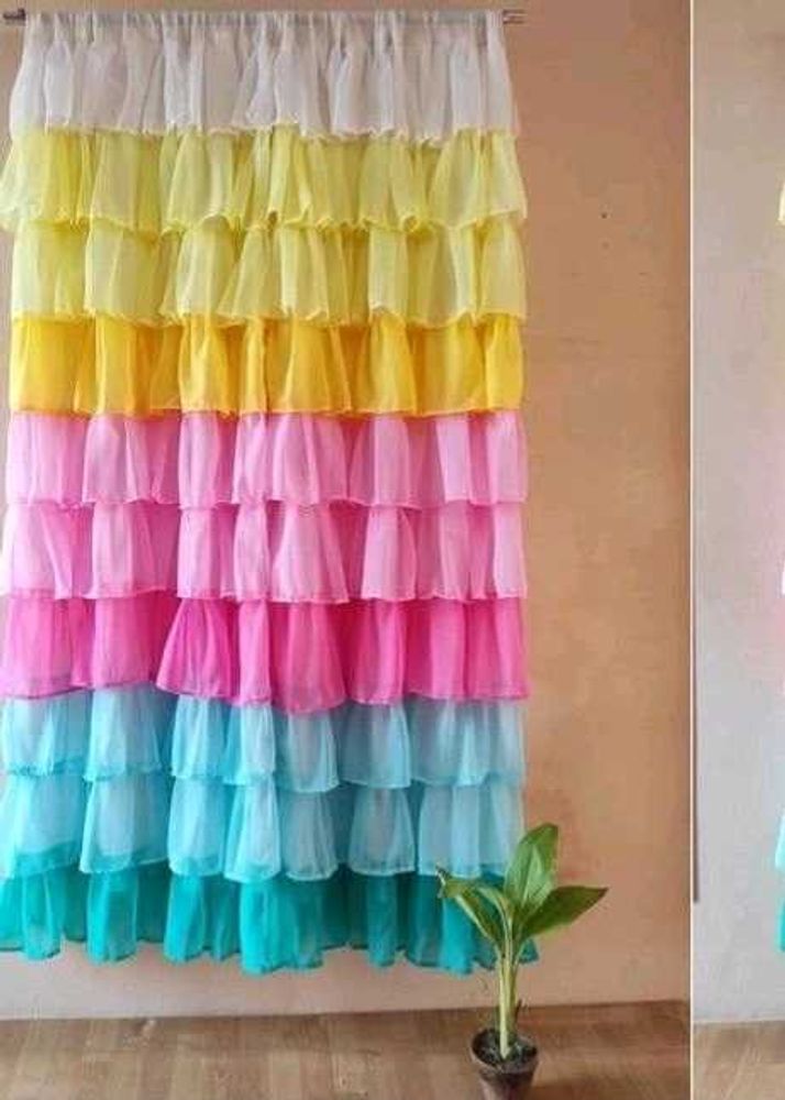 Rainbow Ruffle Tiered Curtain