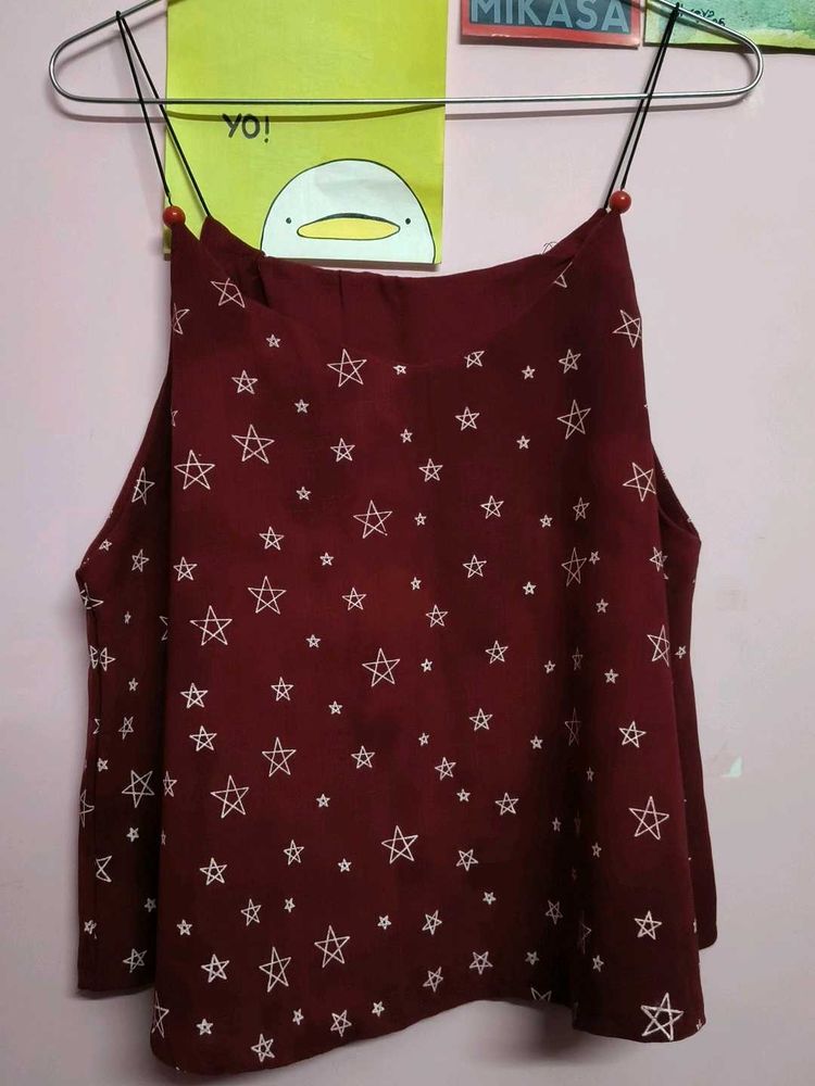Maroon Star Print Cami Top