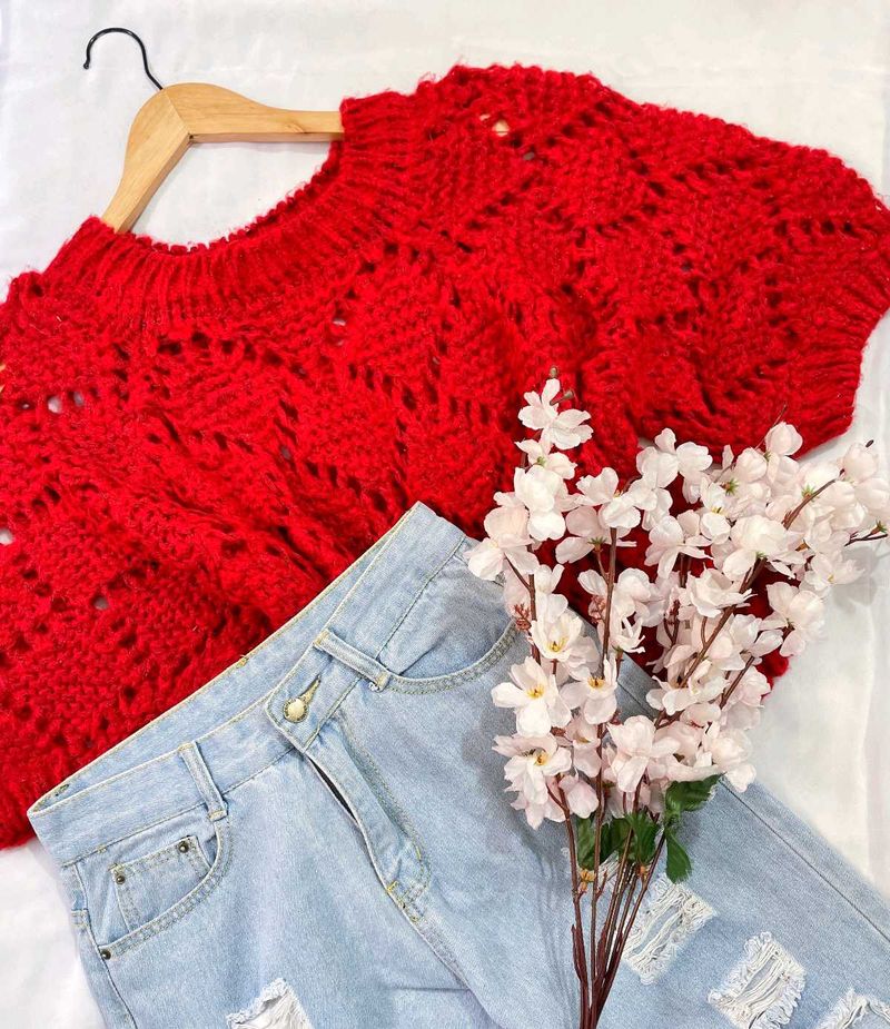Pinterest Crochet Red Oversized Top