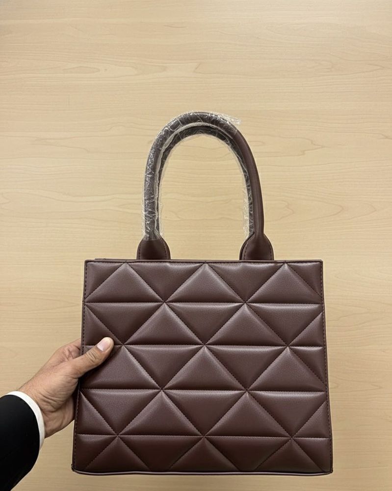 Quilted Brown Tote Bag