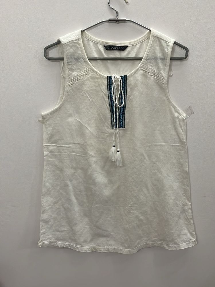 White Cutsleeve Top