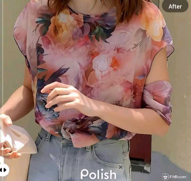 New With Tag Korean Floral Art Long Pullover