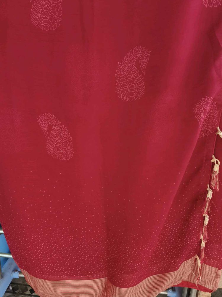 Red Paisley Design Saree💯😍