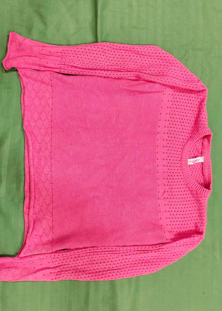 Pink Knit Pullover Sweater