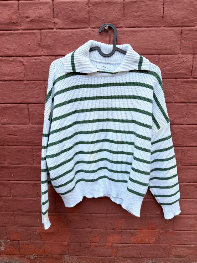MANGO Striped Knit Sweater