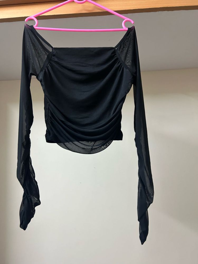 Sheer Black Long Sleeve Top