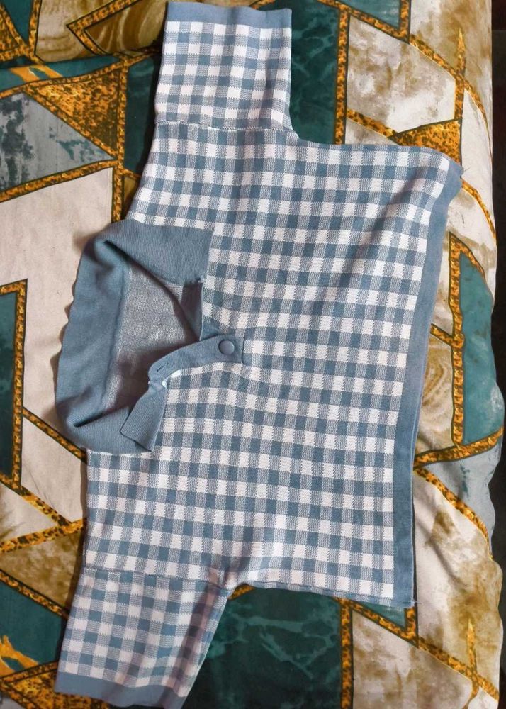 Blue Gingham Knit Top