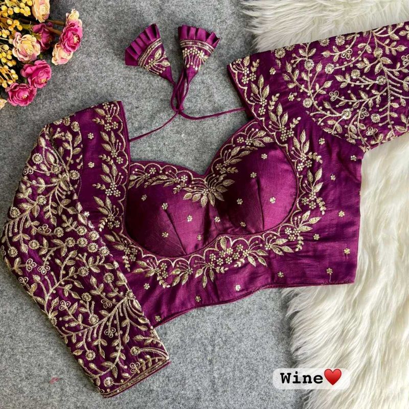 Wine Embroidered Blouse