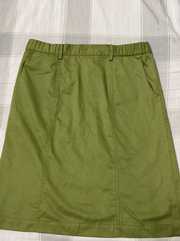 Sage Green Knee Length Skirt