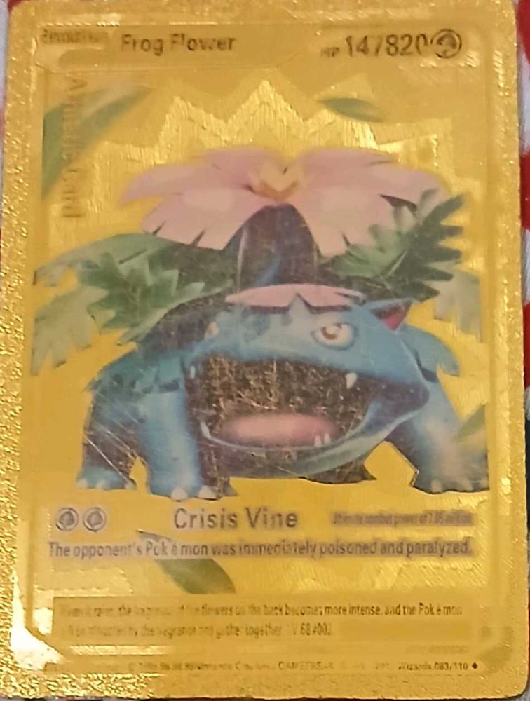 Gold Frog Flower Pokemon Card