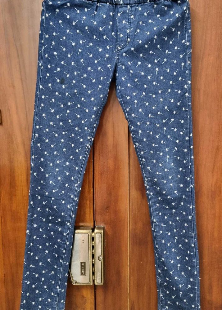 Printed Denim Joggers