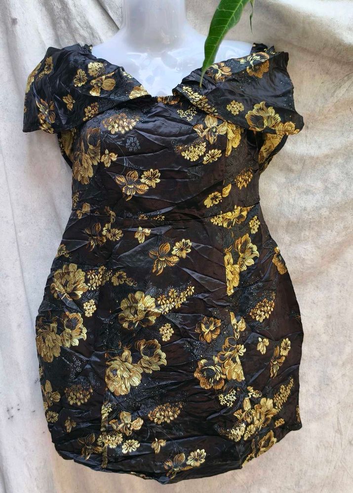 5.24.11 SEXY BLACK GOLDEN BODYCON DRESS