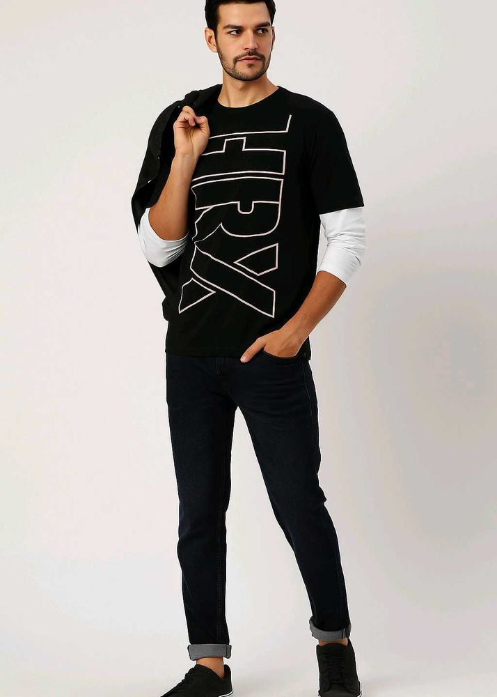 HRX Black Printed T-Shirt