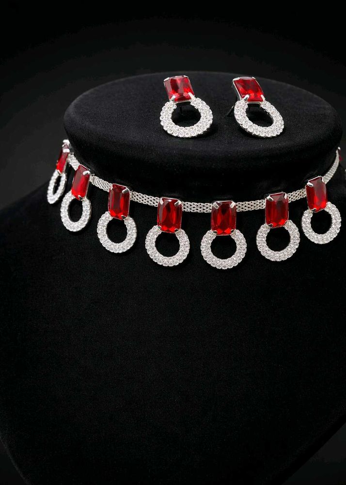 Red Stone Necklace &amp; Earring Set