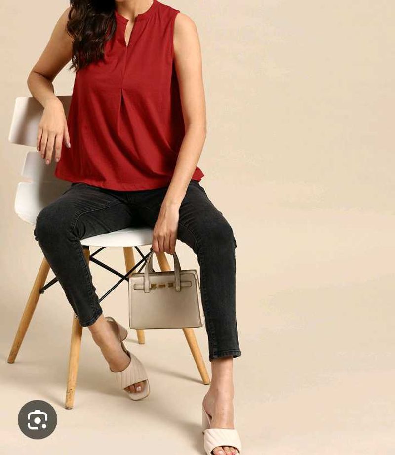 Very Beautiful Girl Wear And Rust Red Top