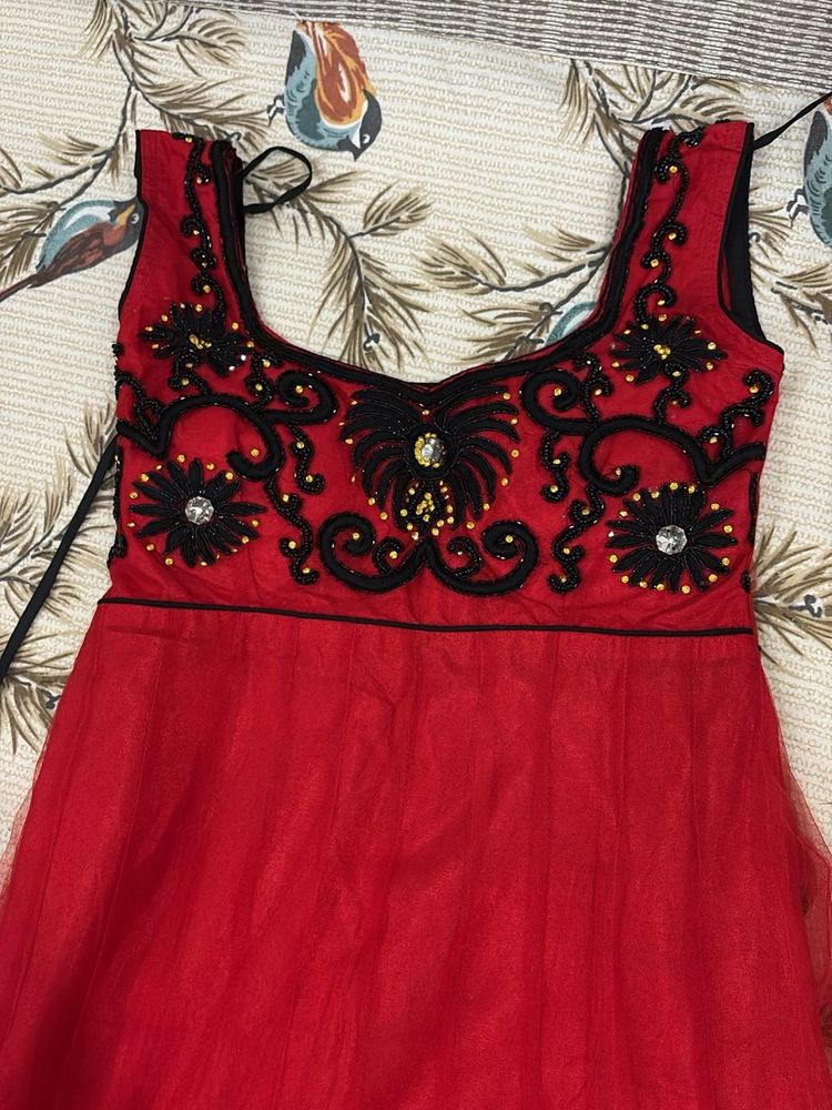 Red Embellished Festive Dress
