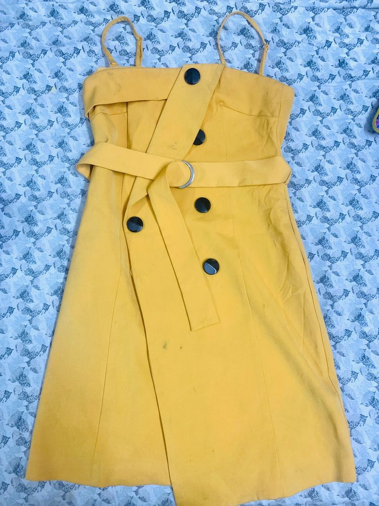 Yellow Blazer Dress/kinda Formal One Piece For Wom
