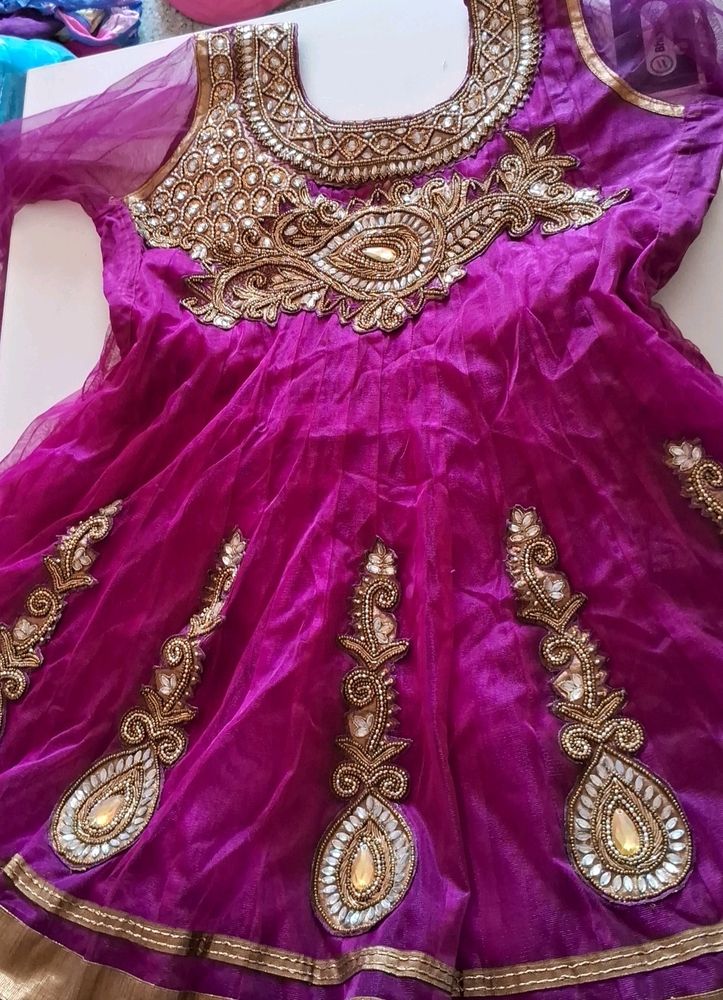 Beautiful  Anarkali Xxl Kurti With Chusti Bottom