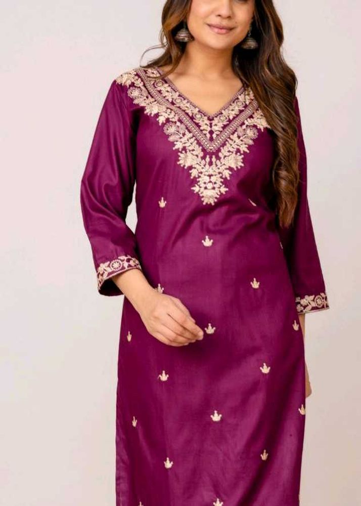Embroidered Purple Kurti
