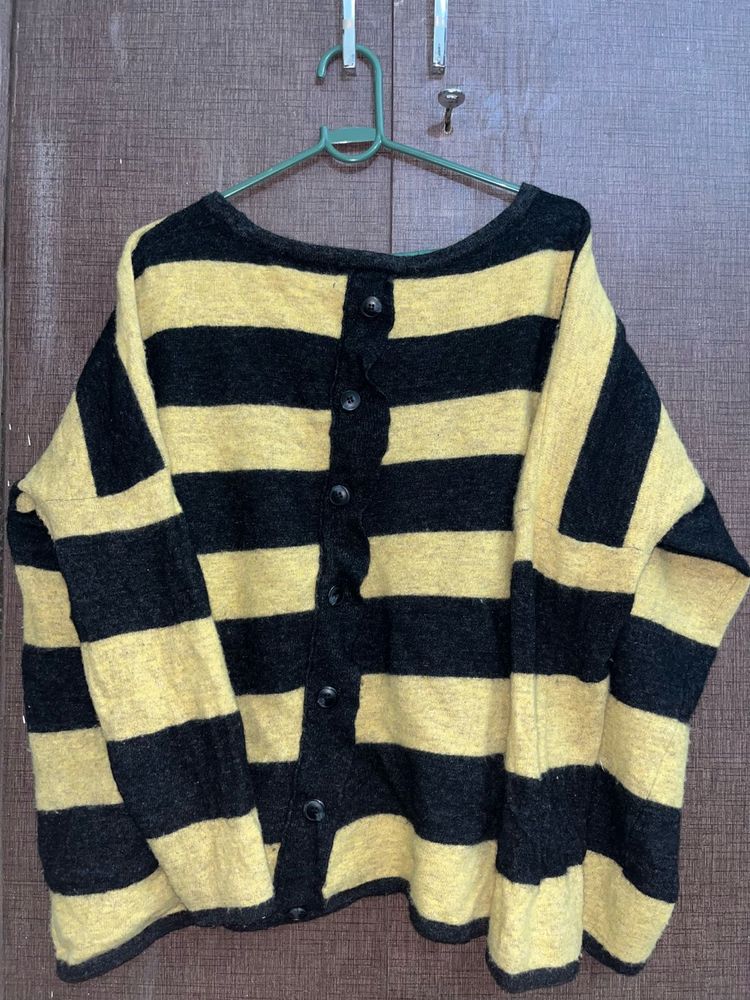 Striped Button-Down Cardigan