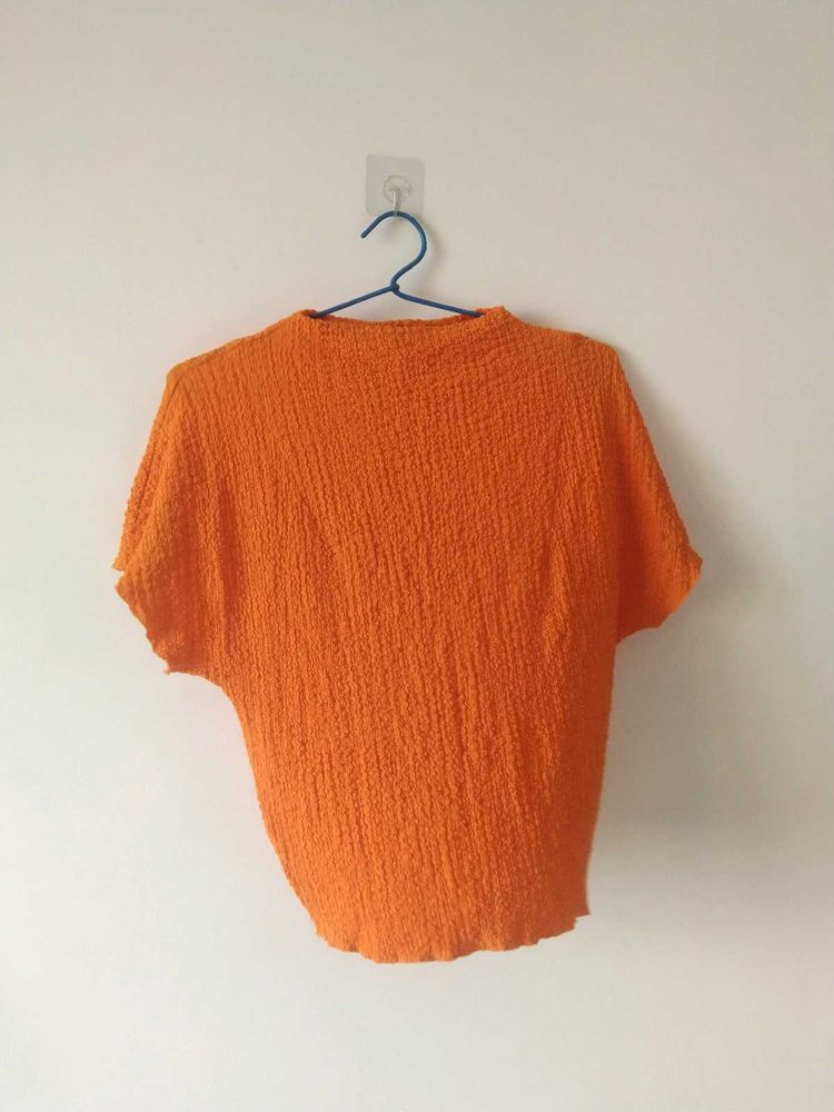 Original Zara Stretchy Orange Crinkle Top