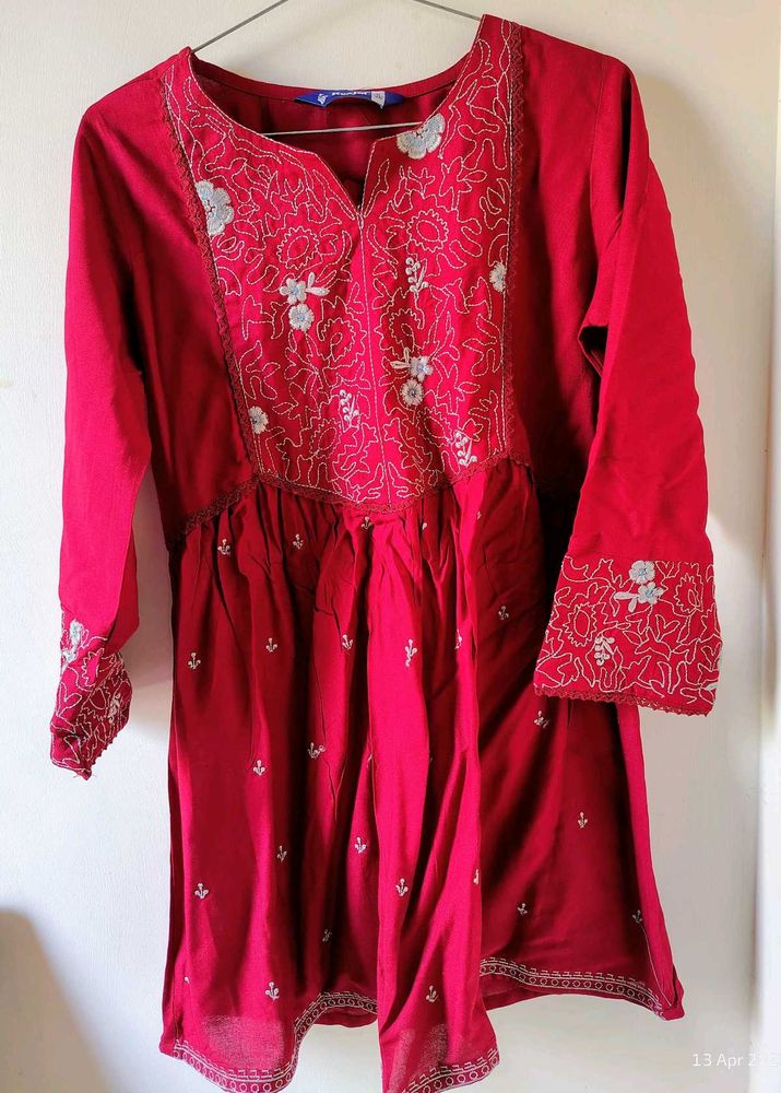 Beautiful Maroon Embroidered Top😍-sale!