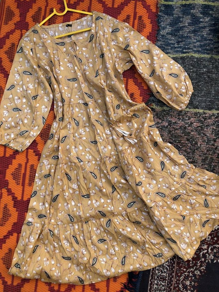 Floral Print Flared Rayon Kurta
