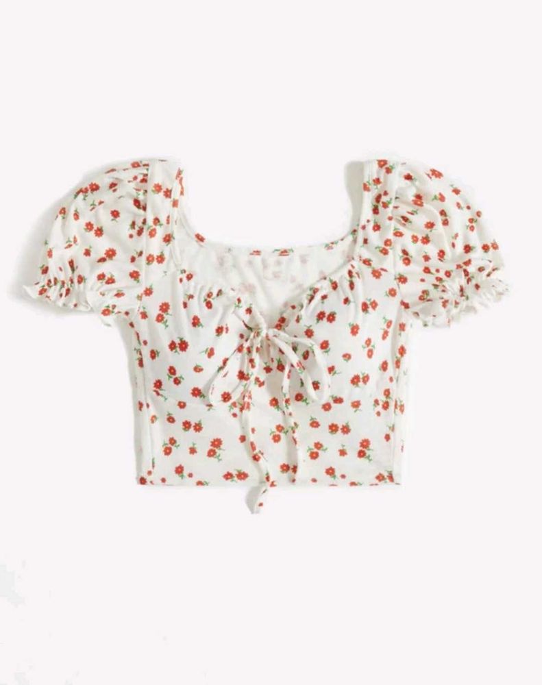 Floral Tie-Front Crop Top