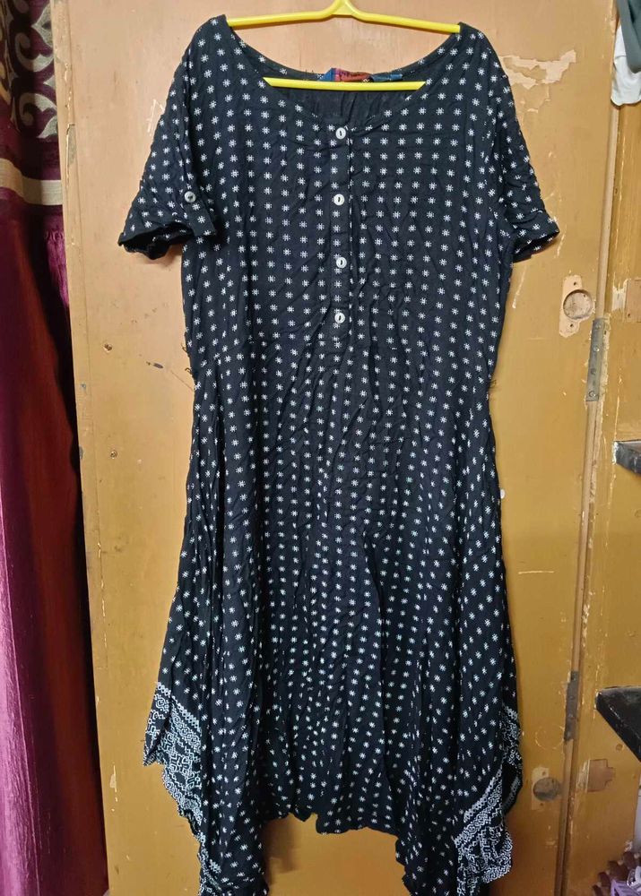 Printed A-line Midi Dress🖤💣