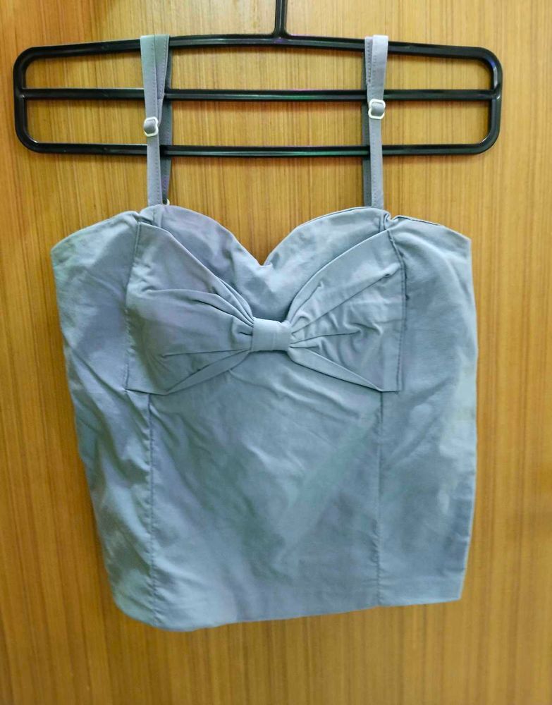 Cute Bow Grey Crop Top