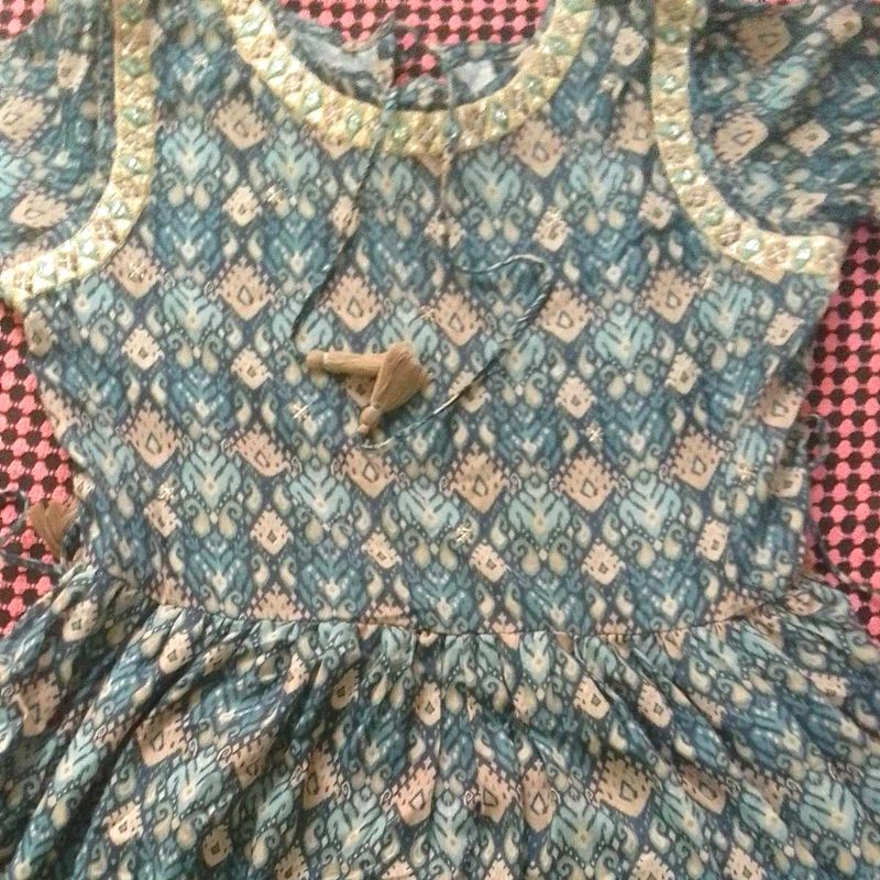Girls&#39; Blue Print Dress