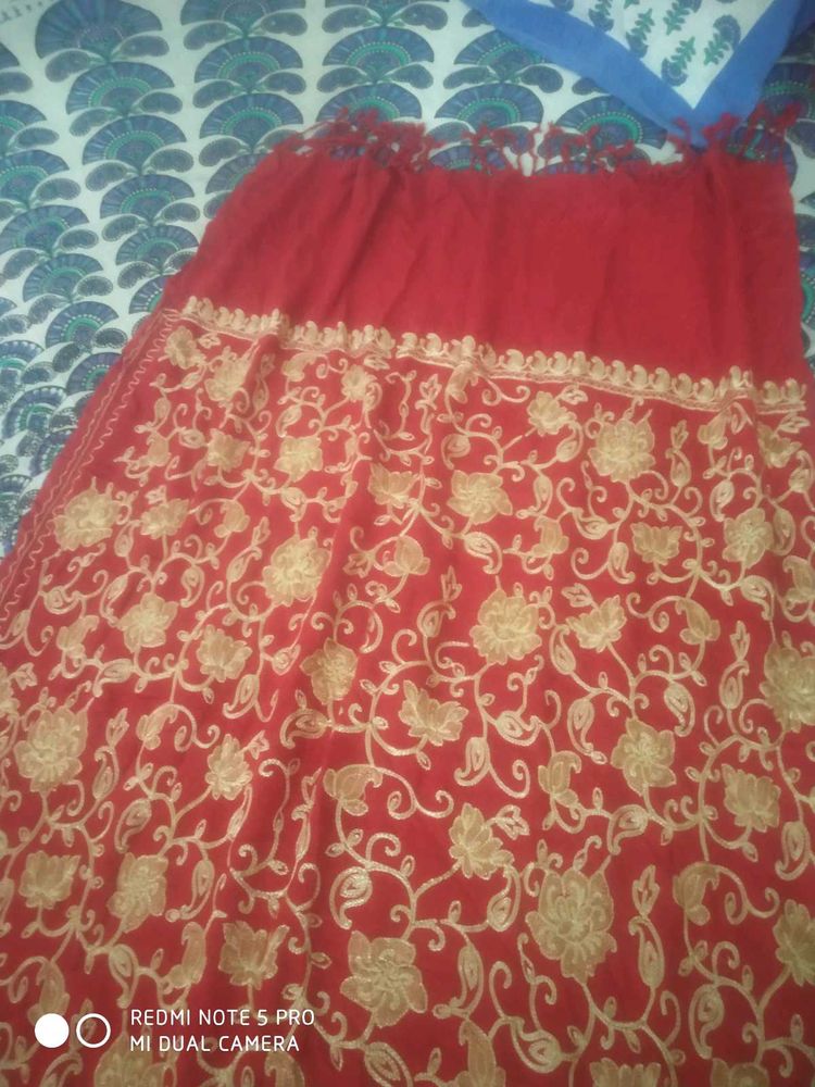 Red Embroidered Dupatta