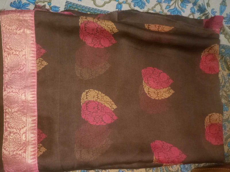 beautiful synthetic crap printed saree