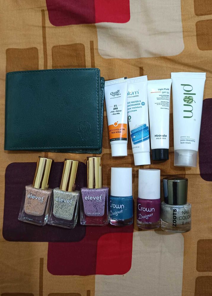 Skincare, Nail Paints, Wallet Combo