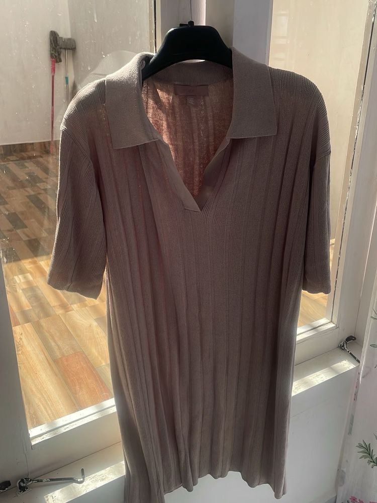 Beige Knit Dress