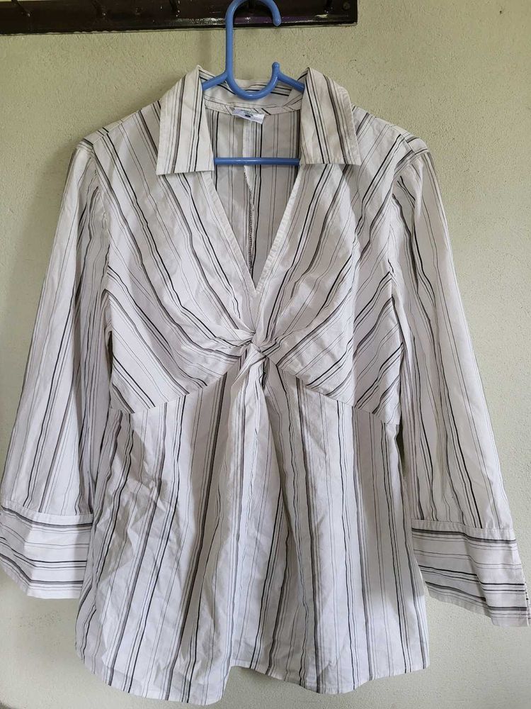 Striped Button-Down Top