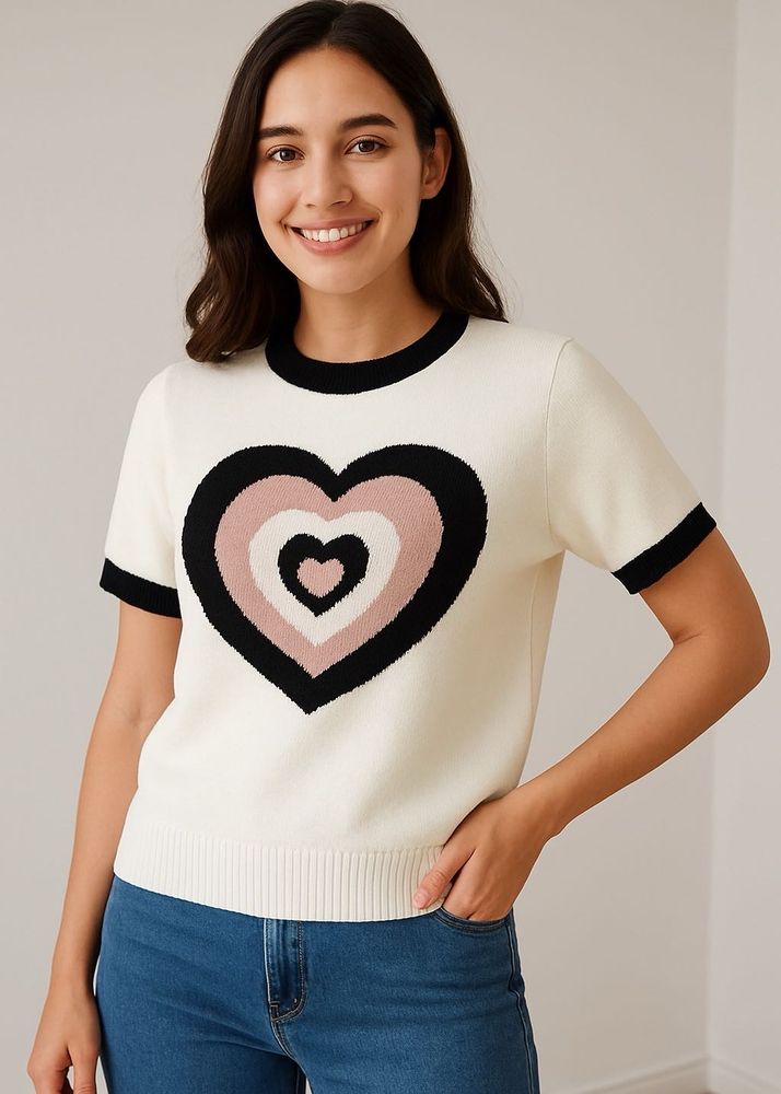 Cute Heart Print Top
