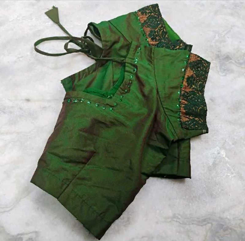 Green color Silk blouse
