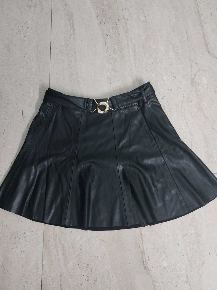 Black Faux Leather Mini Skirt